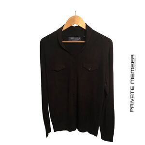 Private Member Narrow Shawl Collar Stretch Cardigan -‎ Size M